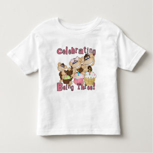 Pink Party Monkey 3e Anniversaire Tshirts et cadea