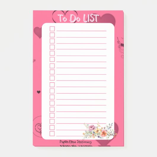 Pink Passion Heart To Do Lijst Post-it® Notes (Voorkant)