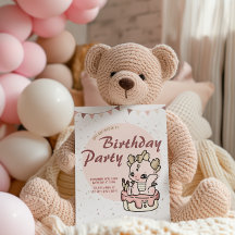 Pink Pastel Baby Dragon Invitation Anniversaire