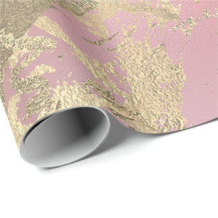 Pink Pastel Champaigne Gold Marble Metallic Stroke Cadeaupapier