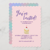 Pink Pastel Cupcake Invitation d'anniversaire (Devant / Derrière)