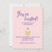Pink Pastel Cupcake Invitation d'anniversaire (Devant)
