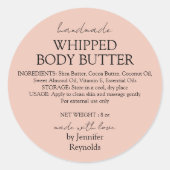 Pink Pastel Handmade Body Butter Organic Classic Ronde Sticker (Voorkant)