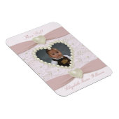 Pink Pastel Lace Pearl Baby Photo Magnet (Côté Droit)