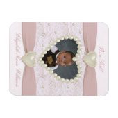 Pink Pastel Lace Pearl Baby Photo Magnet (Horizontal)