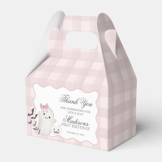 Pink Pastel Little Boo Ghost Birthday Favors Gable Bedankdoosjes (Achterkant)