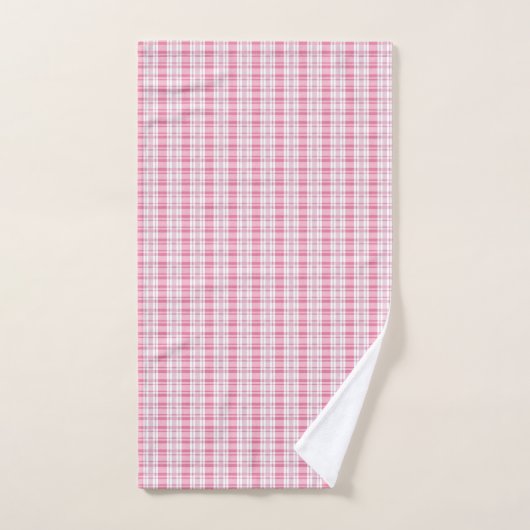 Pink Pastel Plaid Bath Towel Set Bad Handdoek (Handdoek)