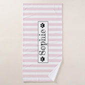 Pink Pastel Stripes Personnalisé Chien Chat Animal (Serviette de bain)