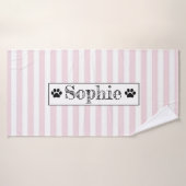 Pink Pastel Stripes Personnalisé Chien Chat Animal (Serviette de bain)