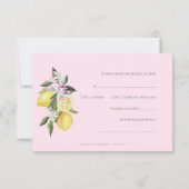 Pink Pastel Watercolor Citrus Wedding RSVP Card (Achterkant)