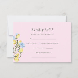 Pink Pastel Watercolor Citrus Wedding RSVP Card