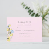 Pink Pastel Watercolor Citrus Wedding RSVP Card (Staand voorkant)