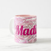 Pink Pattern with Girl's Name Tweekleurige Koffiemok (Voorkant links)