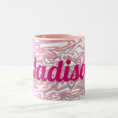 Pink Pattern with Girl's Name Tweekleurige Koffiemok (Center)