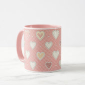 Pink Patterned Hearts Valentijnsdag Mok (Voorkant links)