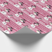 Pink Patterned Sneeuwman Cadeaupapier (Hoek)