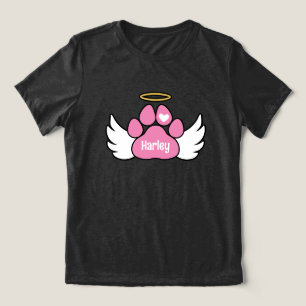 Pink Paw Angel Wings Toevoegen Naam Meisje Hond Me Tri-Blend Shirt