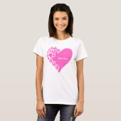 Pink paw paws heart t-shirt for cat lover women (Devant entier)