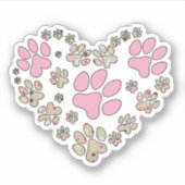 Pink Paw Prints and Polka Dots Sticker (Voorkant)