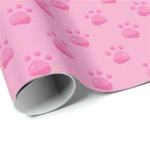 Pink Paw Prints Patroon   Achtergrond Cadeaupapier