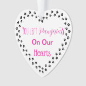 Pink Paw Prints Pet Memorial Ornament (voorkant)