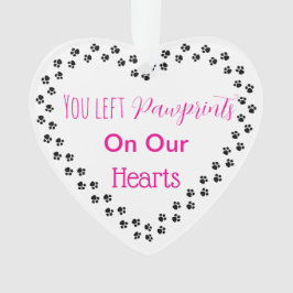 Pink Paw Prints Pet Memorial Ornament