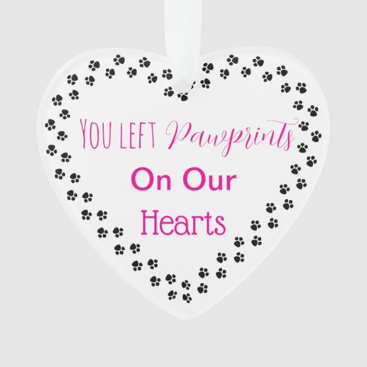 Pink Paw Prints Pet Memorial Ornament (voorkant)