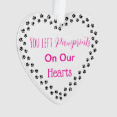 Pink Paw Prints Pet Memorial Ornament (voorkant)