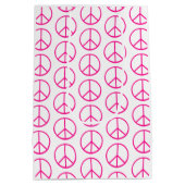 Pink Peace Sign Gift Wrap Medium Cadeauzakje (Achterkant)