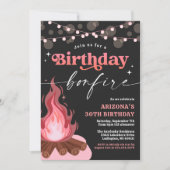 Pink + Peach Anniversaire Bonfire Invitation (Devant)