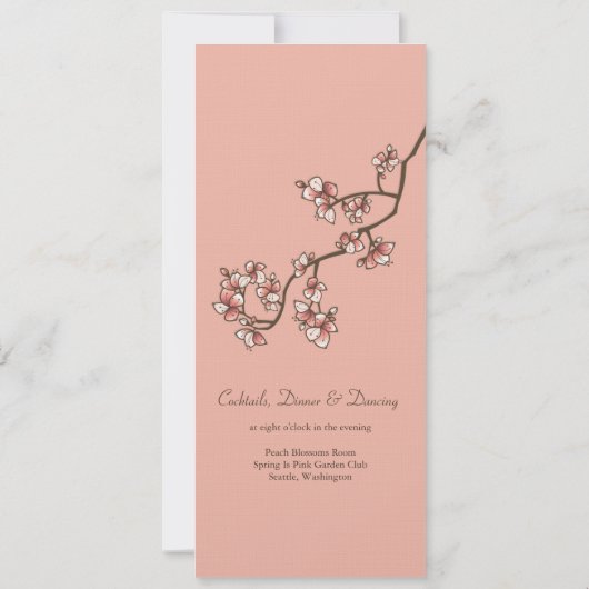 Pink Peach Blossom Sakura Chinese Weddenschap Invi Kaart (Achterkant)