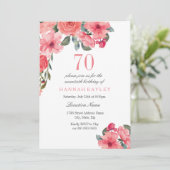 Pink & Peach Été 70e anniversaire Invitation (Debout devant)