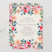 Pink Peach Ivory Spring Floral Wedding Kaart (Voorkant / Achterkant)