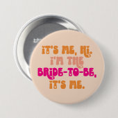 Pink Peach Retro Hi, het is me bruid-to-be Button (Voorkant /achterkant)