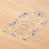 Pink Peach Yellow Blooms Wedding Invitation (Poser)