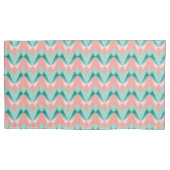 Pink Peach Yukka en Green ZigZag Pattern Kussensloop (Voorkant-Links)