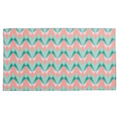 Pink Peach Yukka en Green ZigZag Pattern Kussensloop (Voorkant-Rechts)