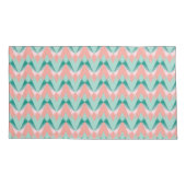 Pink Peach Yukka en Green ZigZag Pattern Kussensloop (Achterkant-Links)