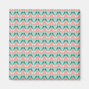 Pink Peach Yukka en Green ZigZag Pattern Magneet