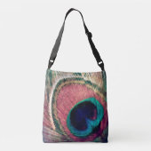 Pink Peacock Feather Chic Crossbody Tas (Achterkant)