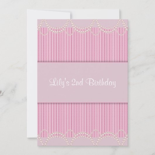 Pink Pearl Pinstripe 2e Invitation anniversaire 5x (Devant)