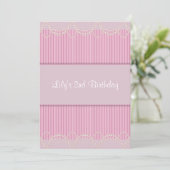 Pink Pearl Pinstripe 2e Invitation anniversaire 5x (Debout devant)