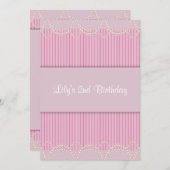 Pink Pearl Pinstripe 2e Invitation anniversaire 5x (Devant / Derrière)