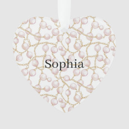 Pink Pearls Gold Chain Christmas Ornament