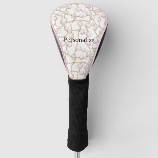 Pink Pearls Gold Chain   Golfheadcover (Voorkant)