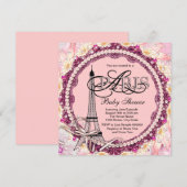 Pink Pearls Pink Paris Baby shower Kaart (Voorkant / Achterkant)