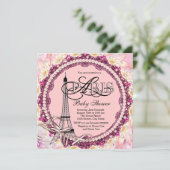 Pink Pearls Pink Paris Baby shower Kaart (Staand voorkant)