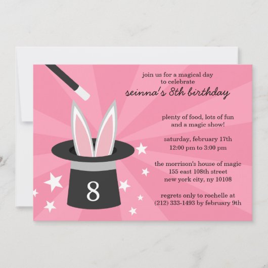 Pink Peek-a-Boo Rabbit Custom Magic Birthday Party Kaart (Voorkant)