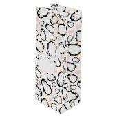 Pink Penguin Baby shower Wijn Cadeautas (Voorkant Gekanteld)