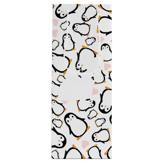 Pink Penguin Baby shower Wijn Cadeautas (Voorkant)